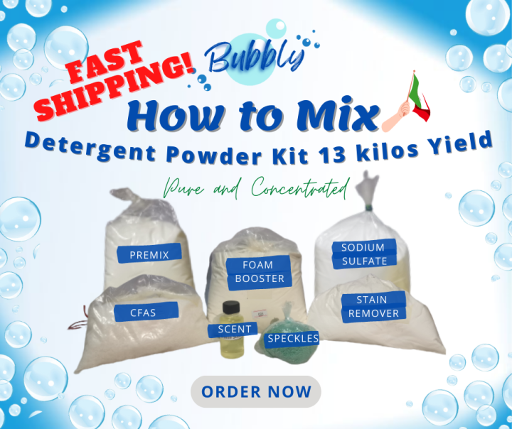 BUBBLY DIY Powder Detergent Kit 13 Kilos Yield ( 7 Components ) Quality Raw Materials Lazada PH