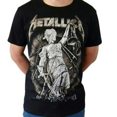 New FashionMetallica Justice For All T-Shirt 100% Cotton Rock Band 2023