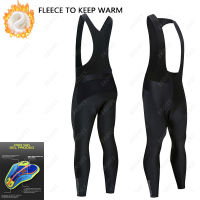 Black Cycling Bib Shorts Mans Winter Thermal Fleece Cycling Long Pants Shockproof Mountain Bike Bicycle Wear Bib Pants Tights