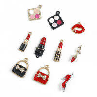 2-4Pcs เคลือบแต่งหน้า Charms ผสมผู้หญิงลิปสติกลิปสติกโทนสีทองอัลลอยสร้อยคอเครื่องประดับทำสร้อยคอมืออุปกรณ์เสริม