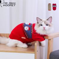 ZZOOI Hoopet Xmas Dog Sweater Snowman Christmas Clothes Warm Cat Costume Clothing Small Dog Knit 2 Feet Pet Jacket