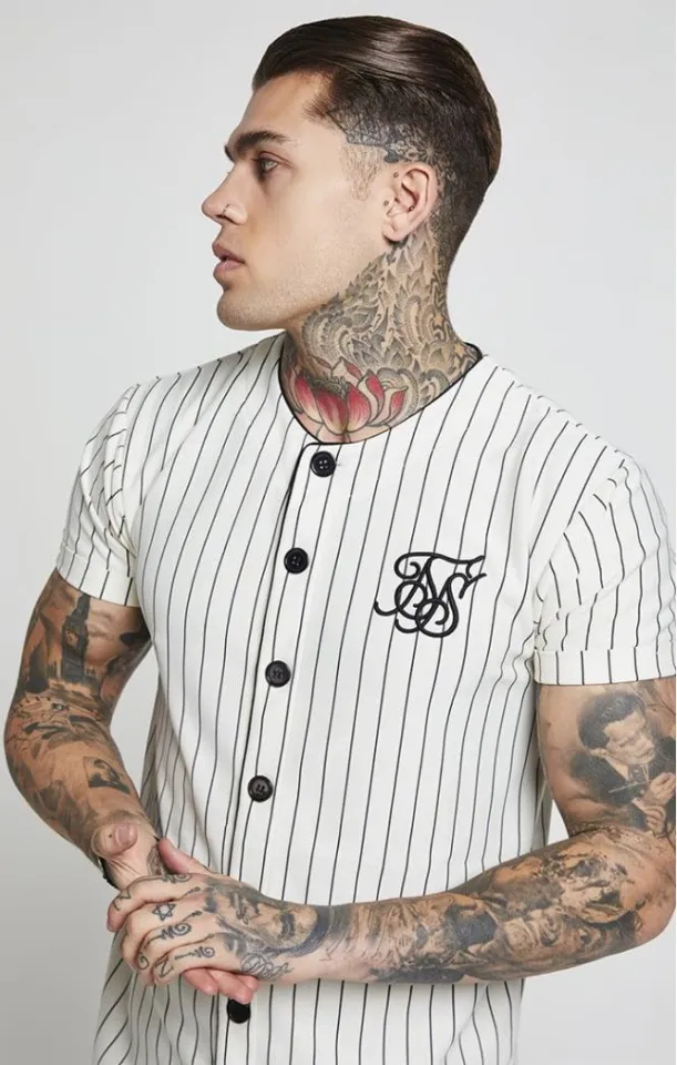 SIM Summer fashion Mens Tees Fashion Streetwear Hip Hop sik silk baseball  jersey striped shirt