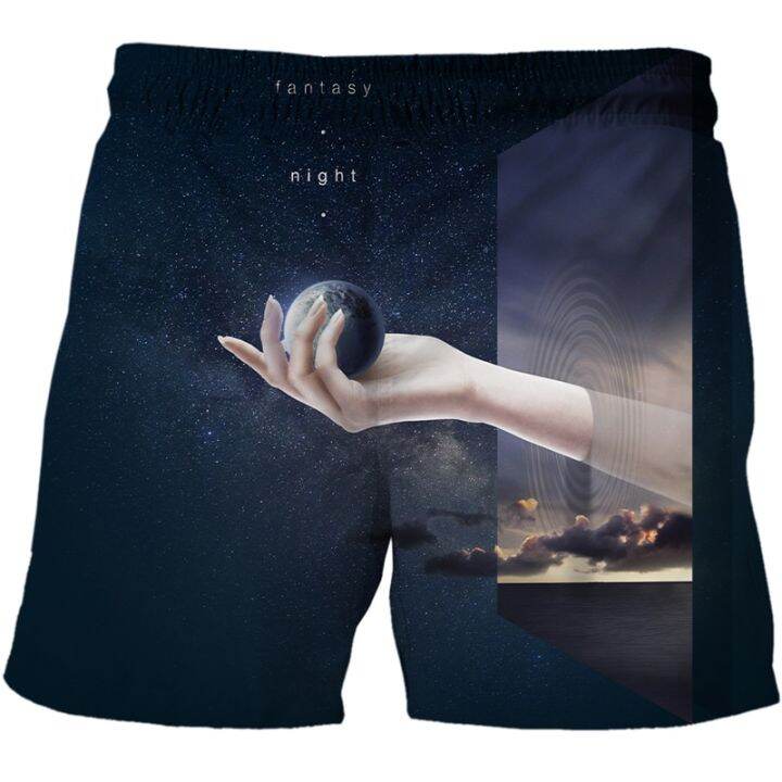 new-night-view-summer-men-beach-funny-casual-swim-shorts-moon-printed-mens-shorts-male-3d-fashion-street-shorts-men-clothing