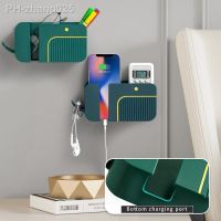 ❃✓ 1Pcs Creativity Multifunctional Storage Box Wall Shelves Mobile Phone Charging Adhesive Punch Free Socket Holder Room Organizer