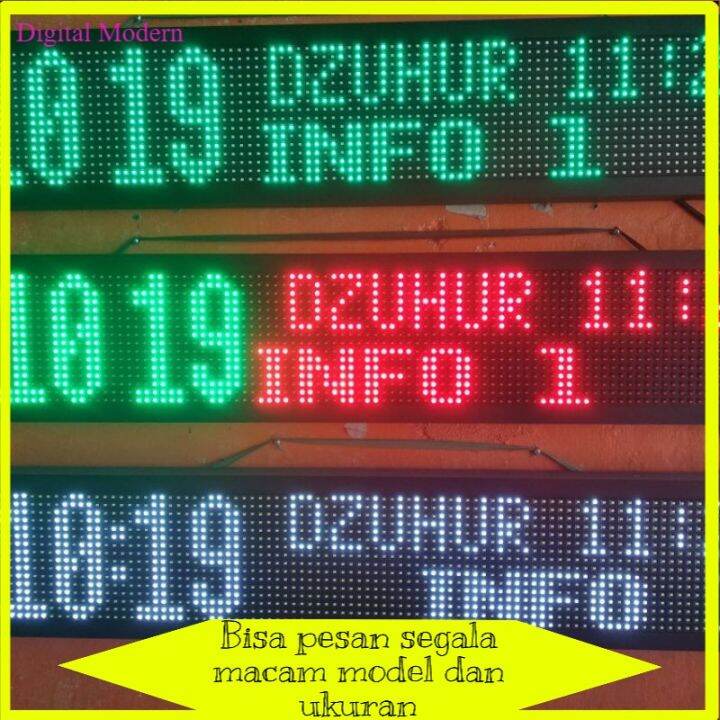 Jam Sholat Tulisan Berjalan Digital Running Text Auto Tartil Ukuran