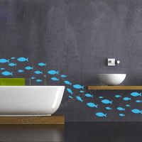❖⊕┋ Free Shipping 35 fish / Lot Fish vinyl wall decal bathroom decor Bathroom wall sticker Ocean Fish Scene