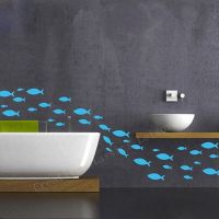 ⊕☒๑ Free Shipping 35 fish / Lot Fish vinyl wall decal bathroom decor Bathroom wall sticker Ocean Fish Scene