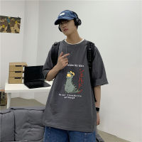 Men tshirt Dinosaur Printing Korean Style Half Sleeved Tees Loose Carton Man Top 2021 Summer New