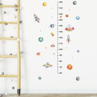 Boys Girls Space Height Measurement Wall Sticker Cartoon Vinyl Wall Decals Home Decor Art Murals for Kids room Children Bedroom Wall Stickers  Decals