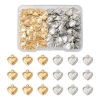 300Pcs Stainless Steel Puffed Heart Charms Tiny Love Heart Pendants for Necklace Bracelet Earring Jewelry Making