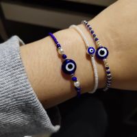 Rinhoo New Fashion Handmade Vintage Rhinestone Palm Blue Evil Eye Pendant Link Chain Bracelet For Women Men Good Luck Bracelet 【hot】nmaiyangmaoyiyo