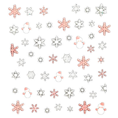 MUS 3D Nail Art Tips Christmas Snowman Snowflakes Design Decals Girl Nails Stickers Accessories