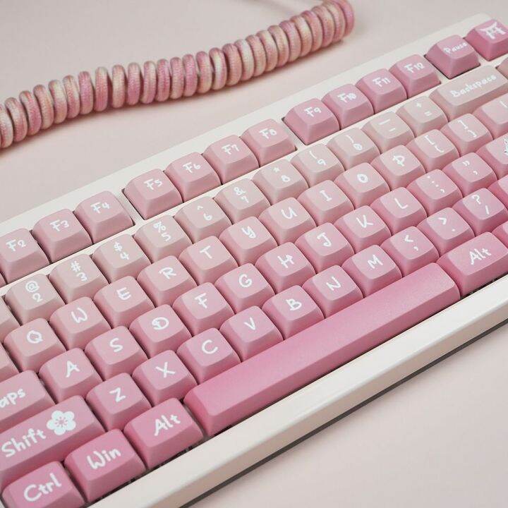 127-keys-pbt-ข้อความเหมือนกับ5ด้านย้อมย่อยสีชมพูซากุระ-xda-รายละเอียดหมวกที่สำคัญสำหรับเชอร์รี่-gateron-mx-สวิทช์วิศวกรรม-gamer-แป้นพิมพ์