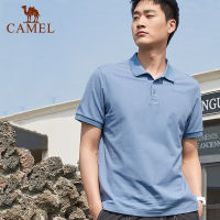 Cameljeans เสื้อเชิ้ตมีปกแขนสั้นระบายอากาศผ้าฝ้ายสำหรับผู้ชาย,เสื้อโปโลฤดูร้อน