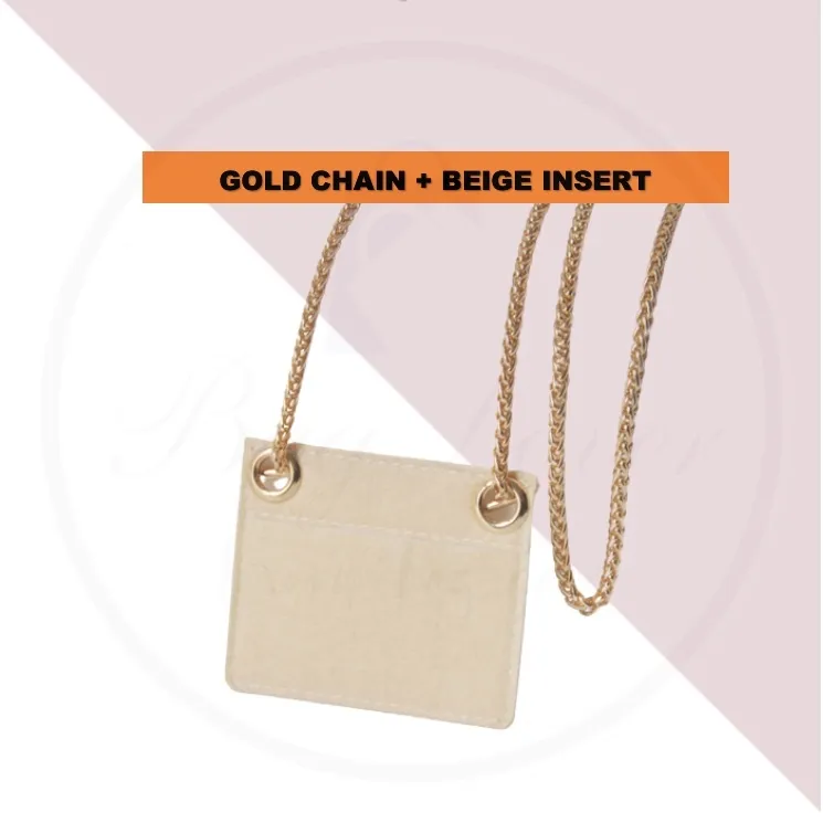 Constance Slim Wallet Strap Insert Constance Conversion Kit with Gold Chain  Constance Slim Wallet Insert Wallet on Chain (Beige, 120cm Silver Chain)