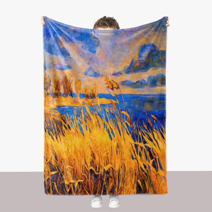 in-stock-canvas-sailboat-flannel-blanket-modern-impressionism-painting-bed-yellow-art-bedroom-decoration-super-soft-can-send-pictures-for-customization