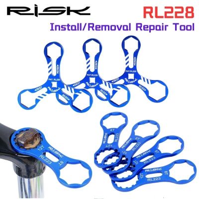【LZ】☞  RISCO Bike Fork Wrench Tools Cap Spanner Instalar Remoção Ferramenta de Reparo Alumínio 6 em 1 24mm 26mm 27mm 28mm 30mm 32mm RL228