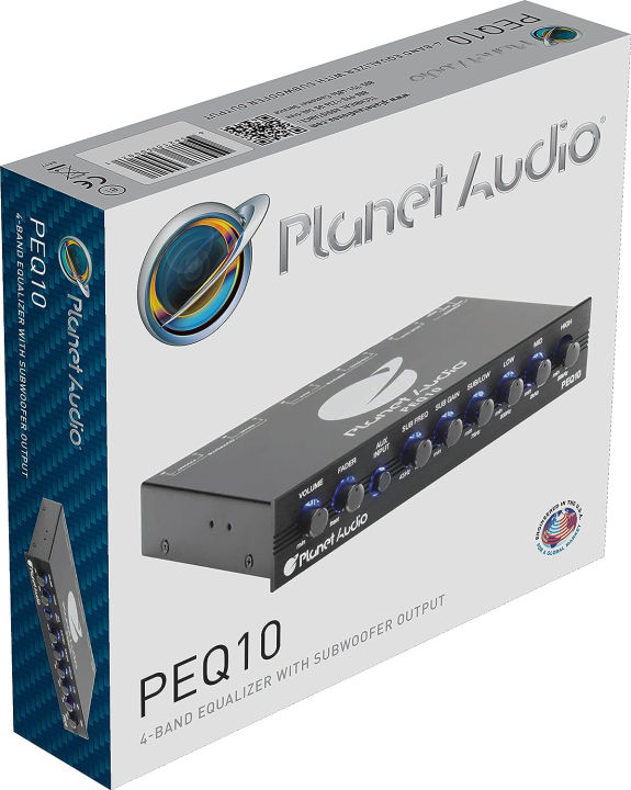 planet-audio-peq10-car-audio-equalizer-4-band-pre-amp-half-din-subwoofer-output-with-adjustable-filter-fixed-bands-remote-subwoofer-level-control-dps-processor-4-band-eq