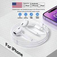 เหมาะสำหรับ Apple Headphone Original หูฟังสำหรับ11,12,13,14 Pro Max X XS XR 7 8 Plus หูฟังอากาศอินเอียร์หูฟังมีสายไมโครโฟนสวมศีรษะพอด