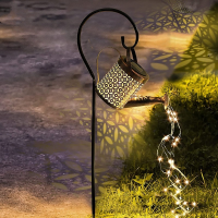 Solar LED Watering Can Lights Outdoor Waterproof Decor Kettle Garden Yard Art Lamp Hollow Water Sprinkle Landscape Lamps Decor