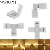 NANMEN0 1/5/10ชิ้นสำหรับ3528 5050 Solderless Clip-On Coupler PCB 4Pin ขั้วต่อแถบไฟ LED 10มม.