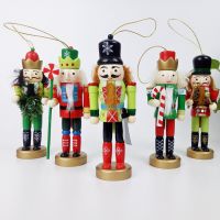 5pcs Wooden Nutcracker Puppet Miniatures Ornaments Merry Christmas Decoration Pendants Ornaments Home Decoration Supplies
