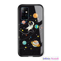 UCUC เคสโทรศัพท์เคสสำหรับ Infinix Note 8เคสมือถือ เคสโทรศัพท์ เคสX692การ์ตูนหรูหราเคสมือถือ เคสโทรศัพท์ เคสสาวดวงจันทร์Sun SpaceนักบินอวกาศNASA Galaxy Glossyกระจกเทมเปอร์กลับSoft Edgeเคสโทรศัพท์