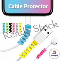 【Ready Stock】 ♟۞◄ B40 4pc Spiral Cable Protector for IPhone Charger Cable Data Line Usb Cable Protector Silicone Bobbin Winder Protective Cover