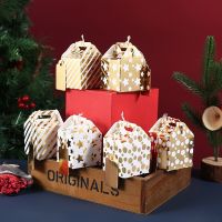 12pcs Exquisite Small Paper Candy Boxes Merry Christmas Cookie Gift Packaging Box Wedding Party Favor Bag New Year Decoration Storage Boxes
