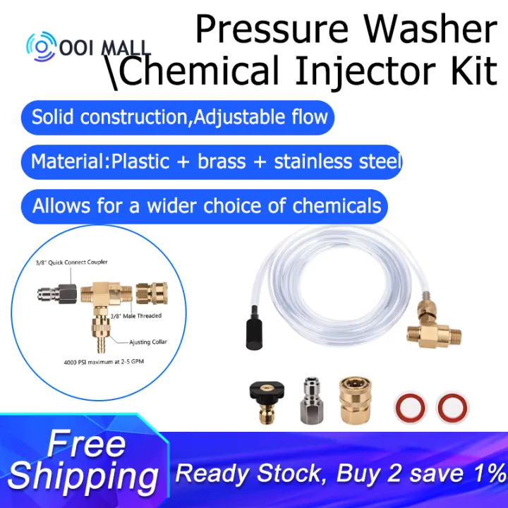 Pressure Washer Chemical Injector Kit Adjustable Soap Dispenser, 3/8