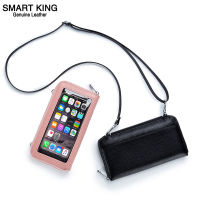 Smart King New Simple Phone Bag For Women Genuine Cow Leather Casual Fashion Girl Mini Crossbody Bags All-Match Ladies Long Wallets Large Capacity Coin Purse Card Holders