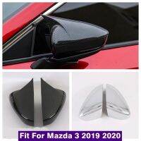 Outside Door Rearview Mirror Shell Protection Cap Cover Trim For Mazda 3 2019 - 2022 Chrome / Carbon Fiber ABS Auto Accessories