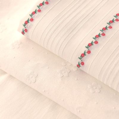 ผ้าผ้าลินินผ้าฝ้ายพิมพ์ลายกำแพงดอกไม้แดงแบบเรียบง่าย145X50cm สำหรับเสื้อผ้าเสื้อเชิ้ตเสื้อผ้าทำมือแบบ DIY