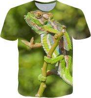 Mens 3D Digital Animal Printed Round Collar Short Sleeve T-Shirt