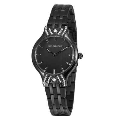 TOP เคสแหวนเพชรสีทองสายหนังนาฬิกาควอตซ์นาฬิกาข้อมือเรียบง่ายกันน้ำใส่สบายสำหรับผู้ชายและผู้หญิง