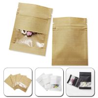 20pcs Reusable Sealing Food Bag With Clear Window Zip Lock Stand-up Kraft Paper Bags Tea Coffee Bean Candy Packaging Bag Storage Food Storage Dispense