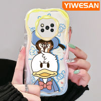 YIWESAN เคสสำหรับ Xiaomi Poco X3 NFC Poco X3 Pro Poco X3 GT Poco X4 NFC X4 GT เคส F4 M3ลายการ์ตูนโดนัลด์เป็ดสีสันสดใสเนื้อครีมคลื่นเคสโทรศัพท์โปร่งใสป้องกันกล้องเคสซิลิโคนอ่อนชัดเจนกันกระแทก