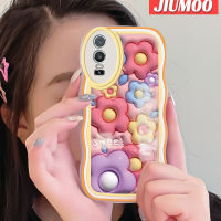 เคส JIUMOO สำหรับ VIVO Y76 5G Y74s Y76s 5G เคสแฟชั่น3D ดอกไม้สีสันสดใสลายคลื่นเคสโทรศัพท์ลวดลายขอบซิลิโคนน้ำแบบดั้งเดิมเคสป้องกันกล้องเลนส์คลุมทั้งหมดเคสปกหลังกรอบนิ่ม