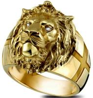 2021 New Golden Lion Head Ring Stainless Steel Cool Boy Band Party Lion Domineering Men 39;s Ring Golden Head Ring Unisex Jewelry