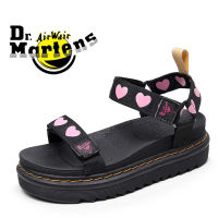 Dr Martens Air Wair รองเท้าแตะผู้หญิงรองเท้าแตะแบน/แพลตฟอร์มลายหัวใจ-เปิด Velcro-เรียบง่าย-แฟชั่น-น่ารัก-รองเท้าแตะกลางแจ้งสำหรับผู้หญิง/สุภาพสตรี/หญิง