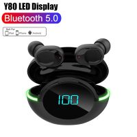 TWS Y80 Bluetooth Earphones LED Display Stereo Noise Reduction Earbuds with Mic Bluetooth Headset Waterproof Wireless Headphones Over The Ear Headphon