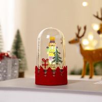 Christmas Glass Ball Decorative Miniature Nutcracker Snowman Globe LED Glowing Wooden Ornament Kids Xmas Snow Globe Gifts