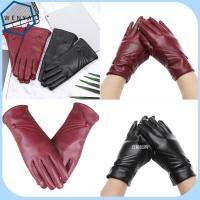 WENYA Women Men Windproof Plus Velvet Thicken Warm Cashmere Gloves Touch Screen Mittens Punk PU Leather Gloves