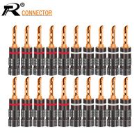 HVJ-Russian 10pairs Blackred Banana Plug 24k Gold Plated Copper Bfa 4mm Banana Connector Male Speaker Plug 20pcs