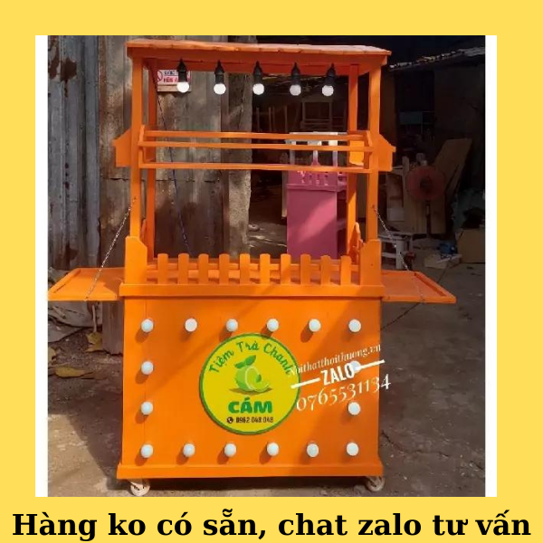 Xe Bán Trà Sữa Gỗ Trang Trí Đèn Có Logo | Lazada.vn