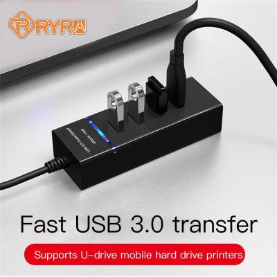 RYRA USB 4 In 1 3.0/2.0ฮับ5Gbps 480Mbps ตัวขยายเครื่องแยกอเนกประสงค์4พอร์ตอะแดปเตอร์การส่งข้อมูลที่รวดเร็วสำหรับพีซีตั้งโต๊ะ Feona แล็ปท็อปและแท็บเล็ต