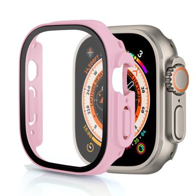 เคสป้องกันหน้าจอสำหรับนาฬิกา Apple เคสกระจกนิรภัยอุปกรณ์เสริมสำหรับ Iwatch ป้องกันการเกิดฝ้า + เคสกันกระแทก Pc แบบแข็ง49มม.