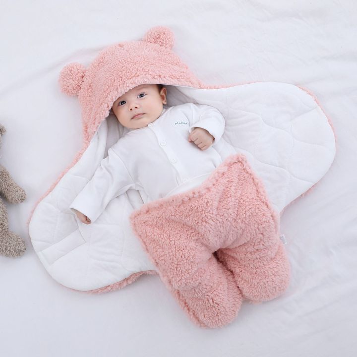 bm-ผ้าห่มห่อทารกแรกเกิดมีฤดูใบไม้ร่วงและฤดูหนาวหนาเพื่อรักษาความอบอุ่นทารกแรกเกิดมีเท้าห่อในฤดูใบไม้ผลิ