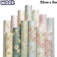 WOOK  53cm*5m Modern Flower Wallpaper Removable self-adhesive 53cm*5m Wall Sticker TV Background Bedroom Decor