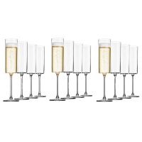 3X Glass Champagne Flutes 4 Pack 6-Ounce Champagne Glasses 4Pc Set, Premium Square Edge Blown Glass Wine Glass